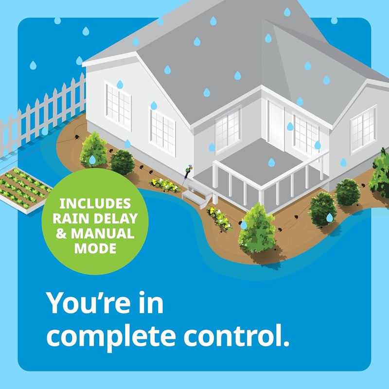 Raindrip Digital Hose-End Automatic Water Timer, Connects to Garden Faucets and Hose Bibbs, with Back-Lit LCD Screen for Drip Irrigation, Garden, Self-Watering, Grey - Image 4